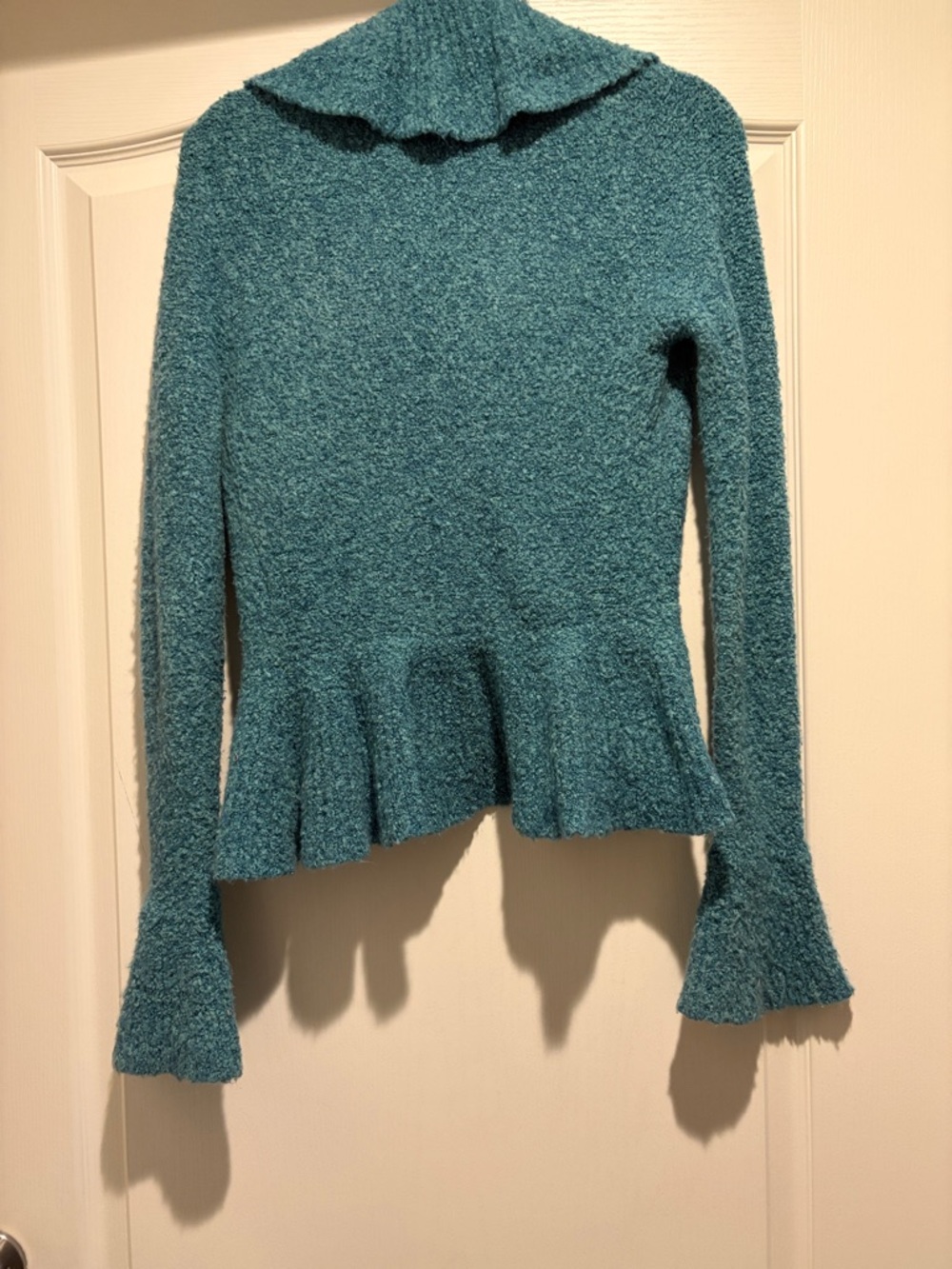 Moda International Teal Bouclé Open-Front Waterfall Cardigan - Picture 2 of 3